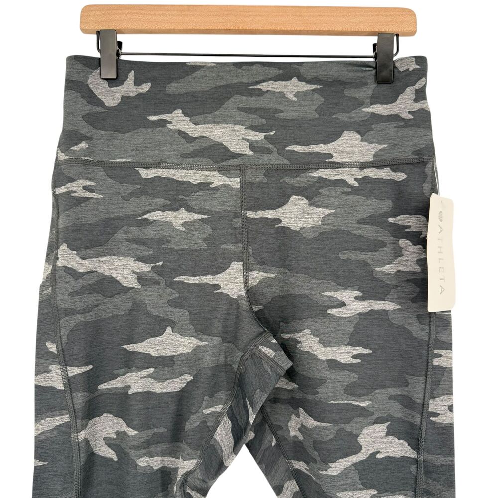 Athleta Camo 7/8 Leggings 1X Gray High Rise Compression Stash Pocket Active NWT - Picture 4 of 16